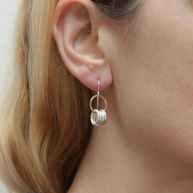 Thin Ring and Hoops Wire Earrings by Marjorie Baer, handcrafted jewelry made in California