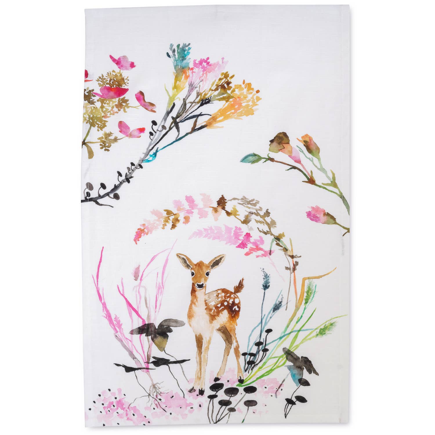 deer watercolor tea towel