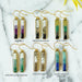 colorblock gemstone long bar drop earrings