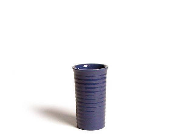 Blue ceramic vase on a white background