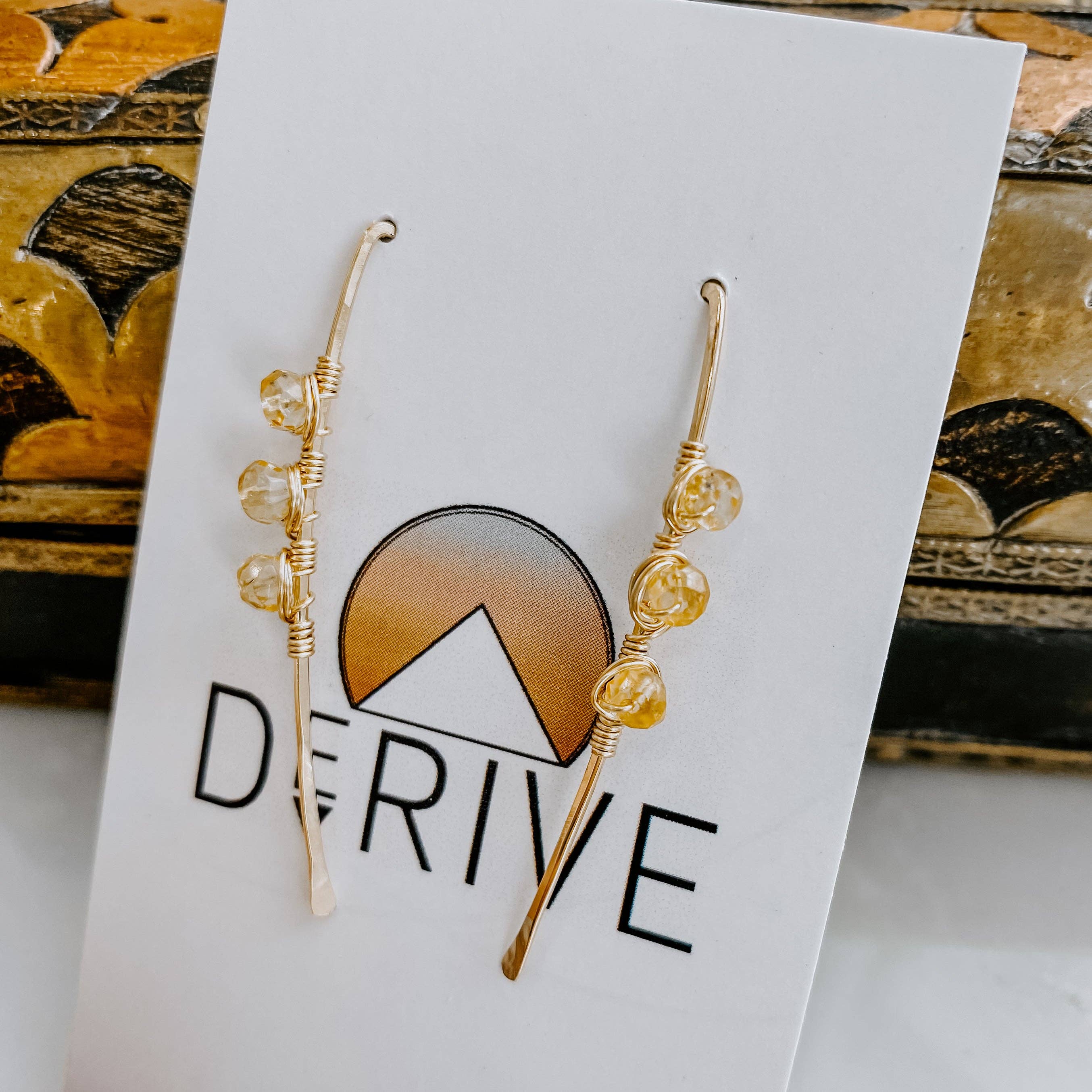 DeRive Threader Earrings with citrine
