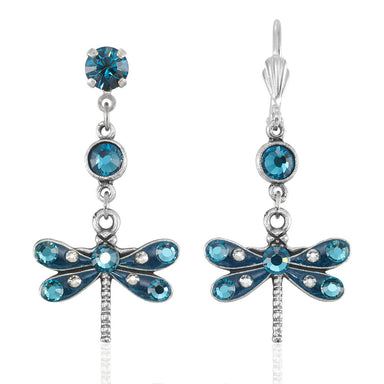 Dragonfly-shaped earrings with blue gemstones