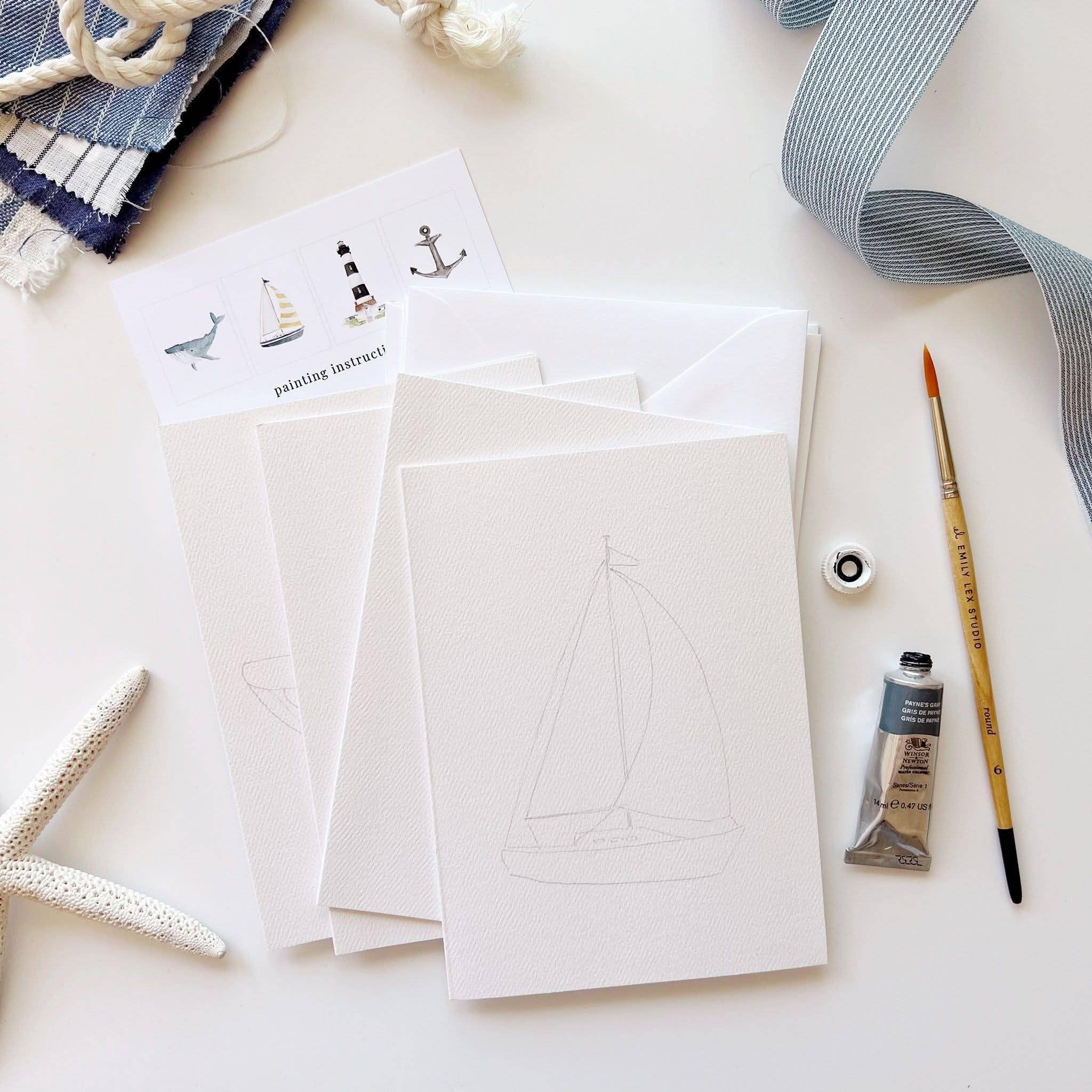Seaside paintable watercolor notecard set