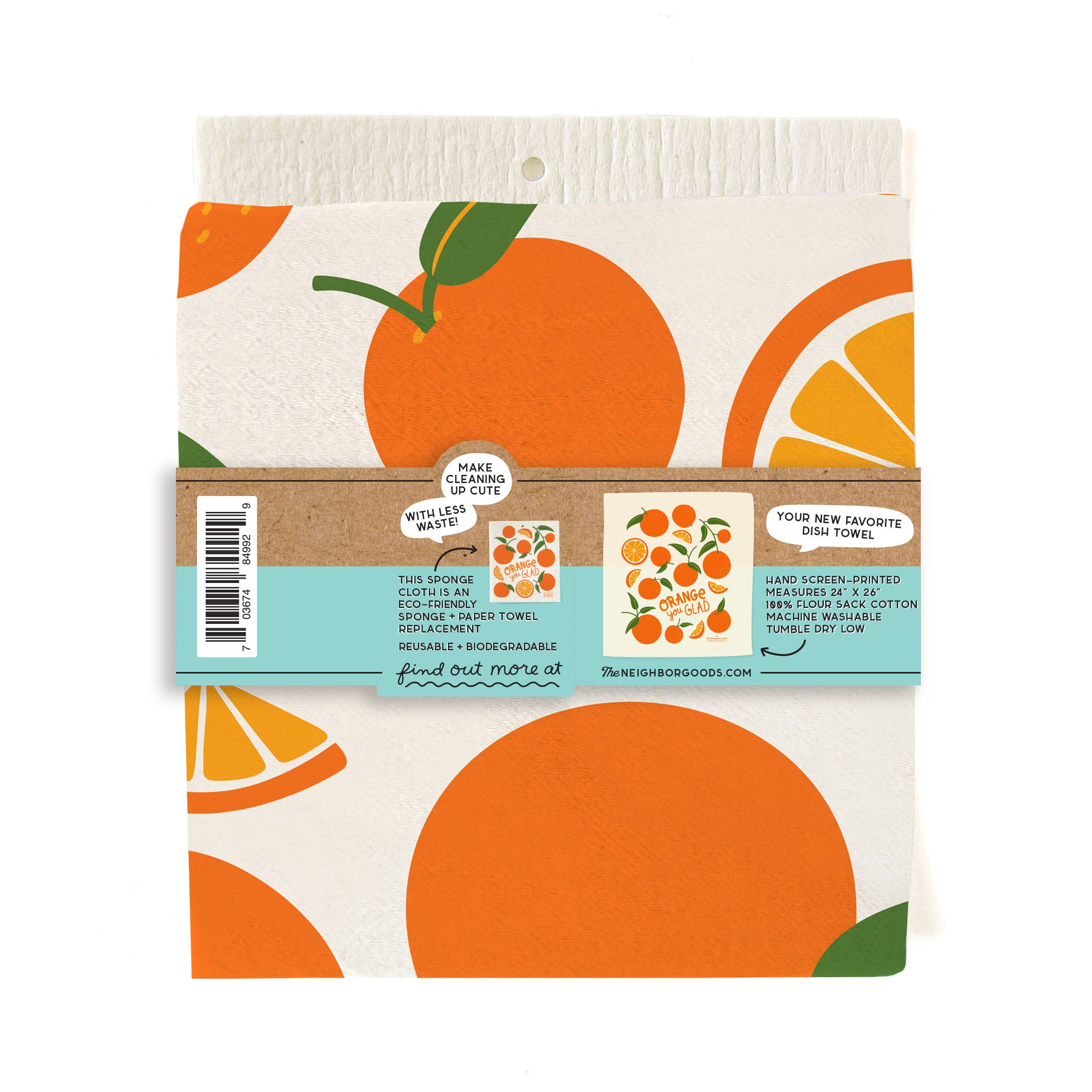 Orange - Tea Towel + Sponge Cloth Set