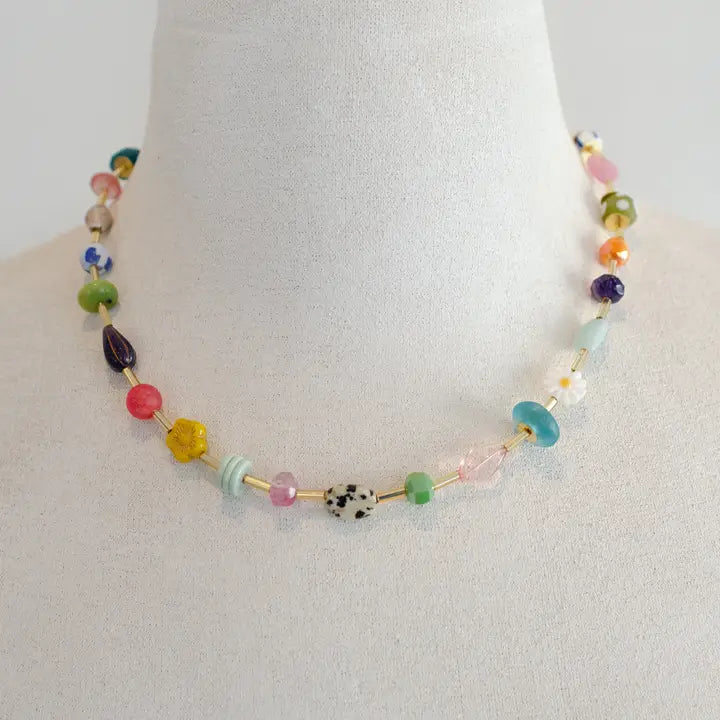 colorful beaded gemstone necklace