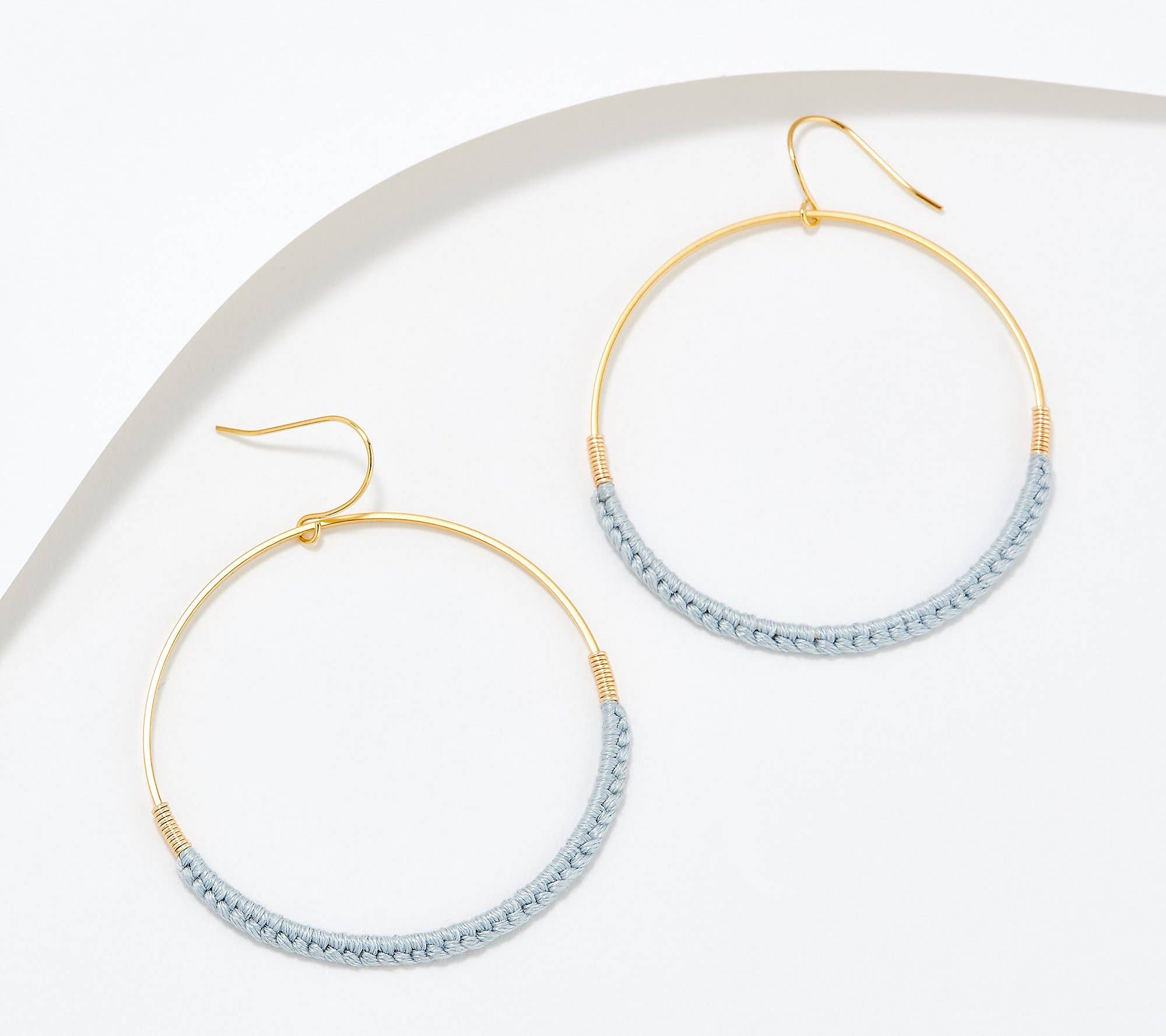 gold hoop macrame earrings