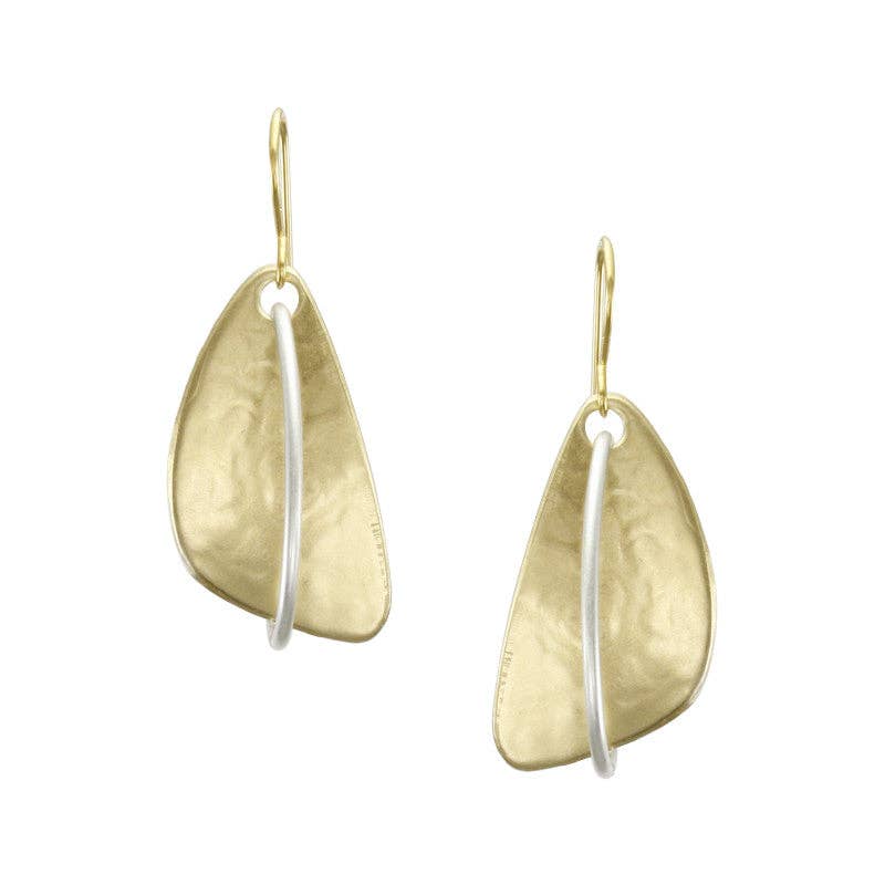 Triangle with Interlocking Ring Earrings by Marjorie Baer, handcrafted jewelry made in California