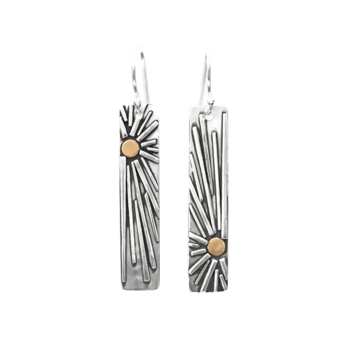 mixed metal sunburst earrings
