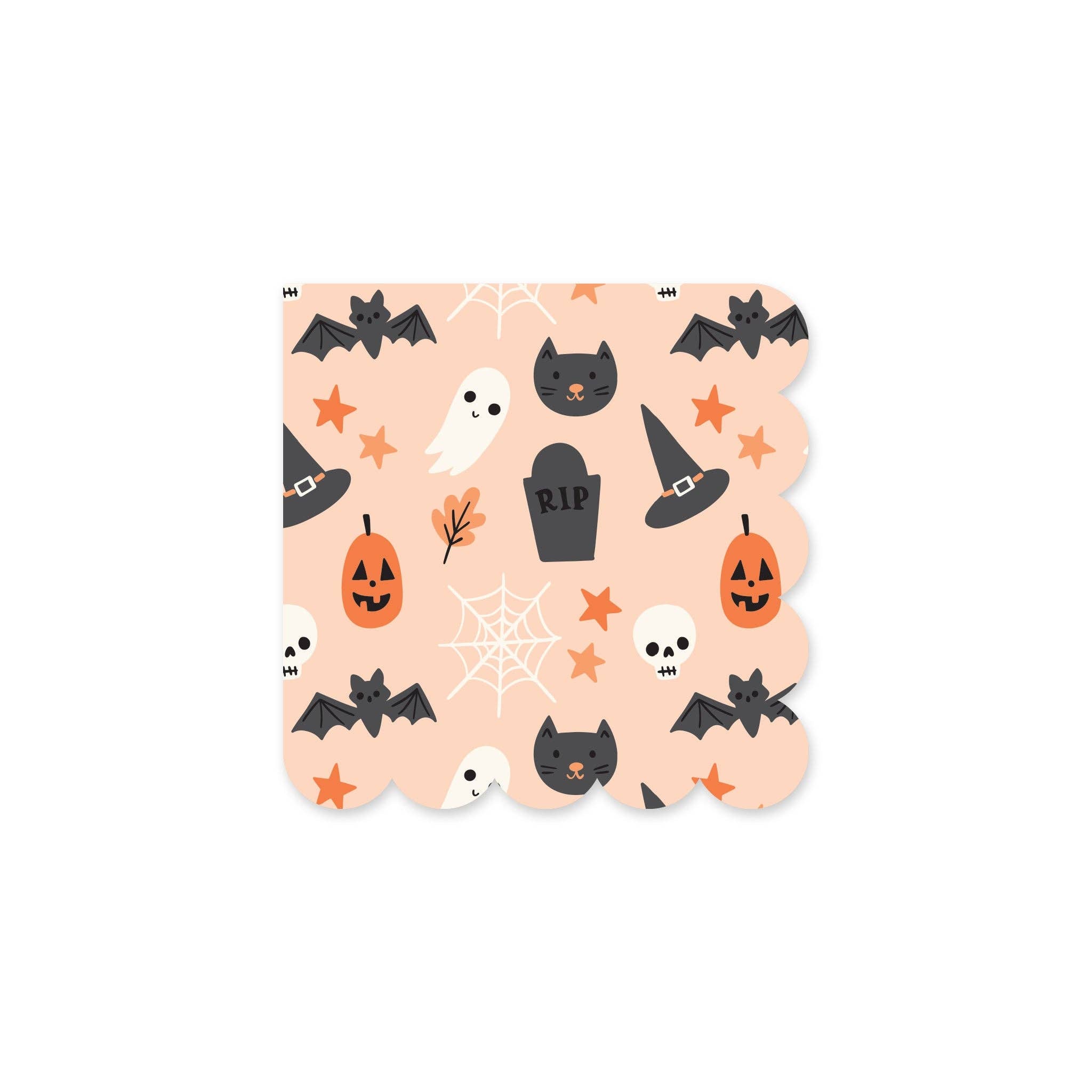 Halloween Icons Scallop Paper Cocktail Napkin