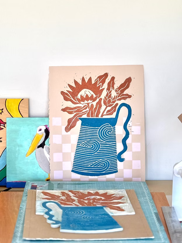 Protea + Pitcher | Linoprint