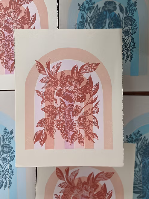Peony Rainbow | Linoprint