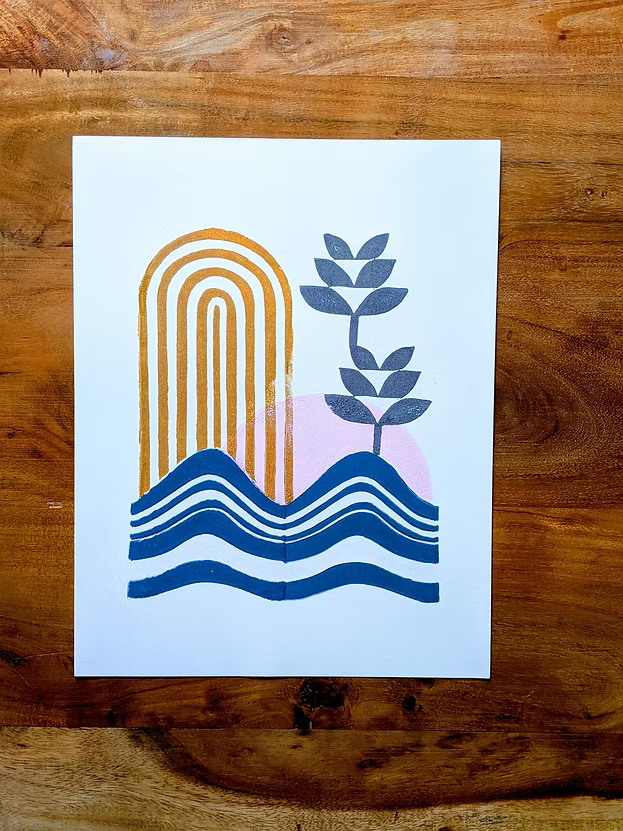 Golden Rainbow | Linoprint