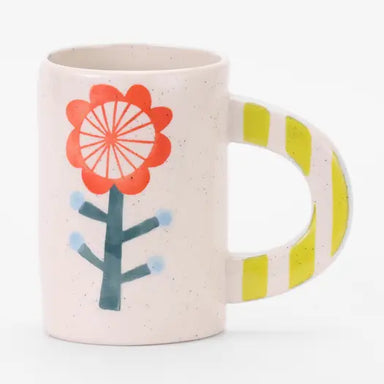Close-up of Ceramic Coffee Flower Mugs by ChagoArt, highlighting the vibrant colors and unique hand-painted details.