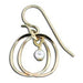 gold wire circles with pearl earrings
