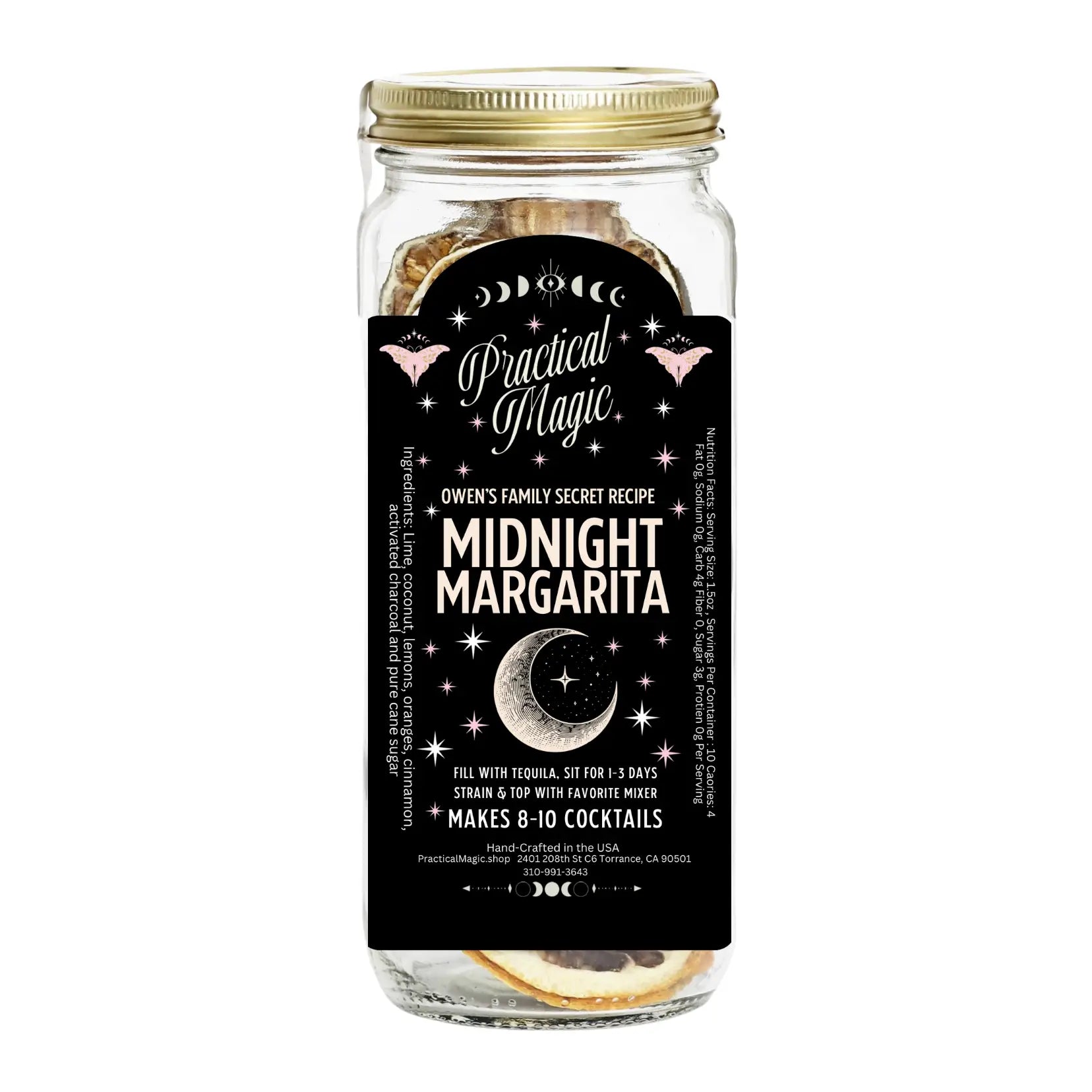 Craft Cocktail Infusion Kits: Midnight Margarita inspired by Practical Magic—delicious and mysteriously black, it's a witchy twist on a party favorite!