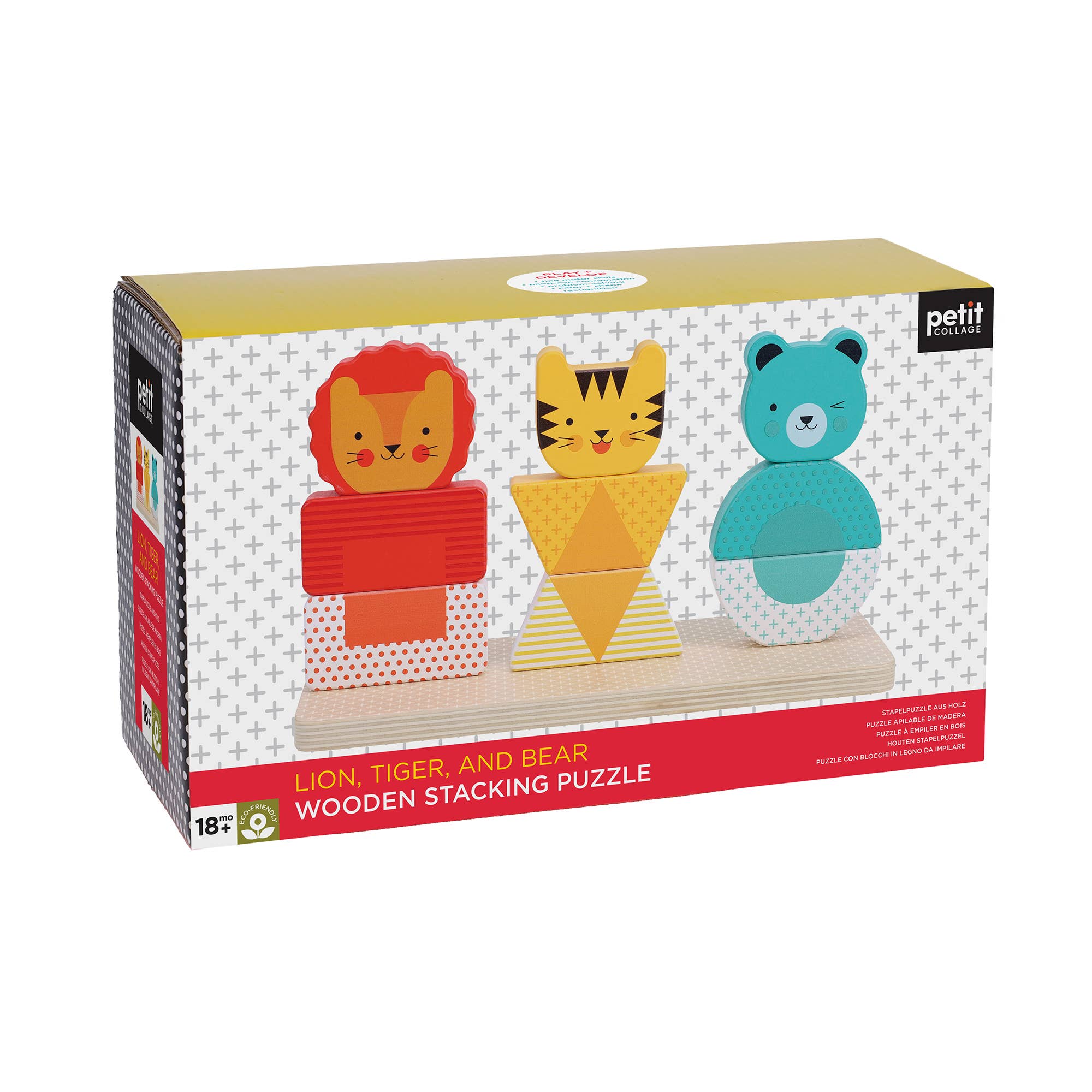 Lion Tiger and bear wooden stacking puzzle