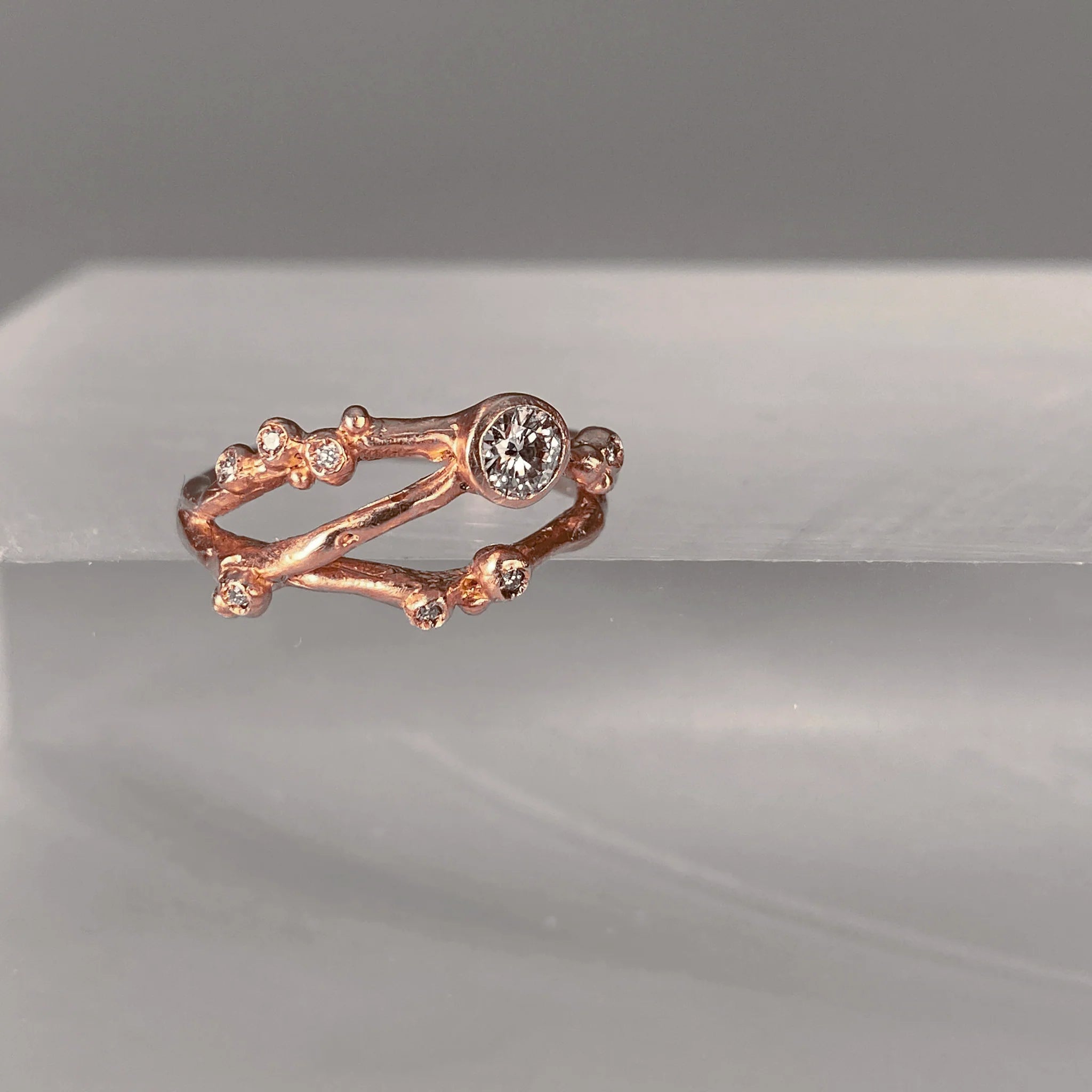 Encrusted 3 Branch Solitaire Ring