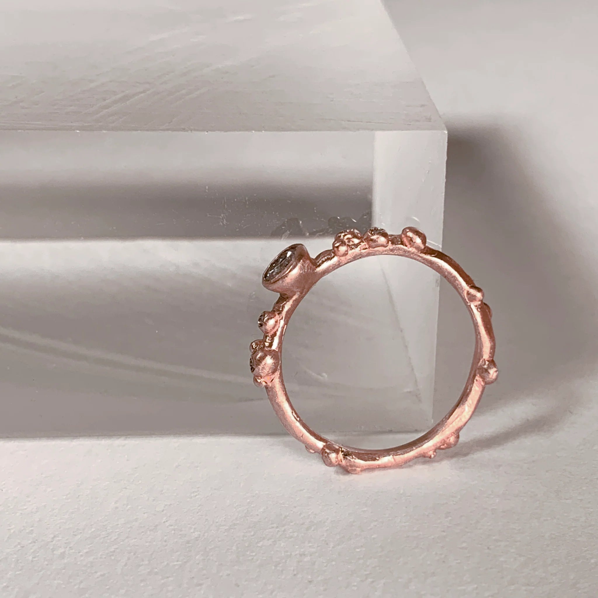 Encrusted Diamond 1 Branch Solitaire Ring