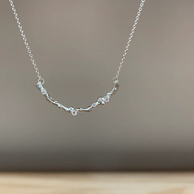Delicate silver necklace with diamonds