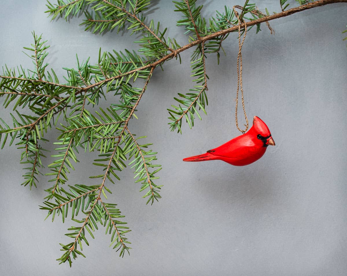 Cardinal wood ornament