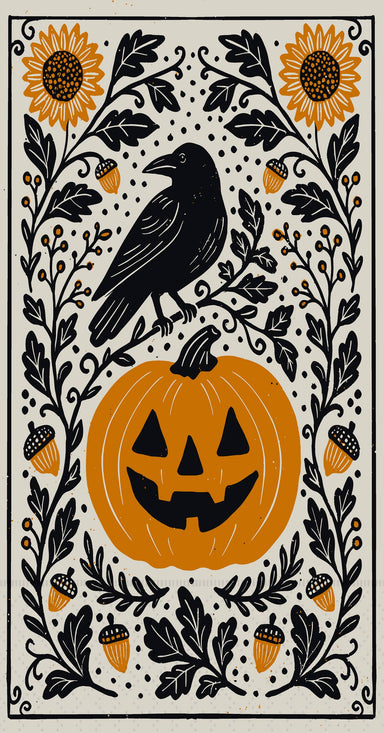 A whimsical display of Pumpkin Poe Paper Guest Towels, 16 ct, perfect for your Fall Autumn gatherings. These towels add a splash of seasonal cheer to any table setting, ensuring even your guests' hands feel festive!