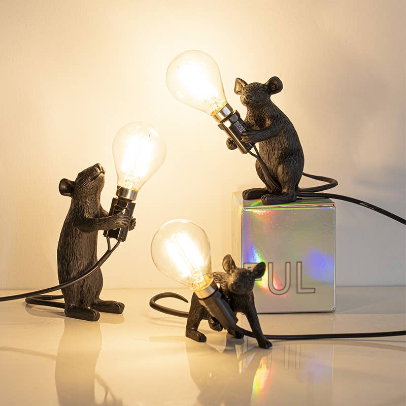 Black Mouse Resin Night Light | Creative Lamp