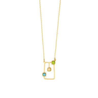 colored glass rectangle pendant necklace 