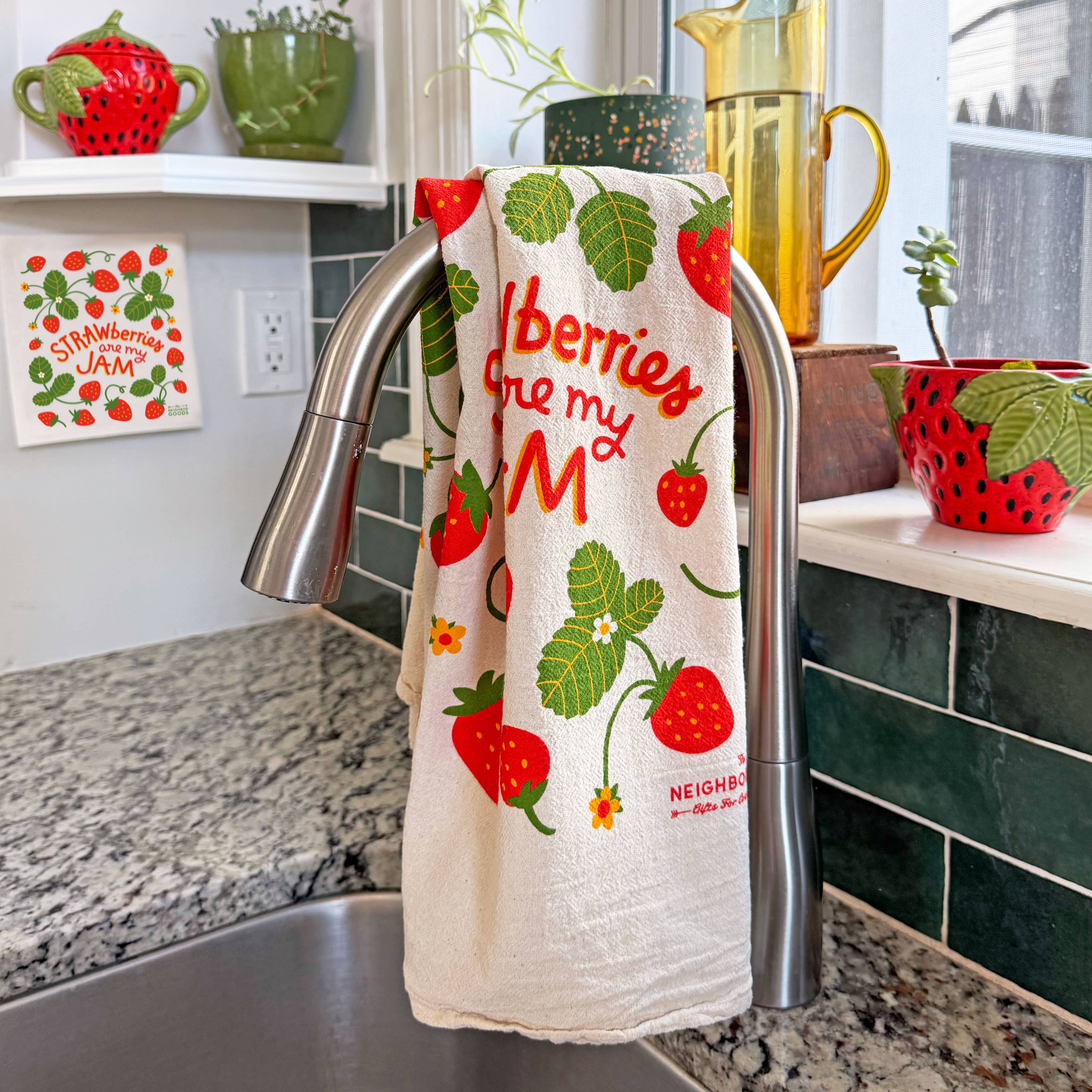 Strawberry - Tea Towel + Sponge Cloth Set