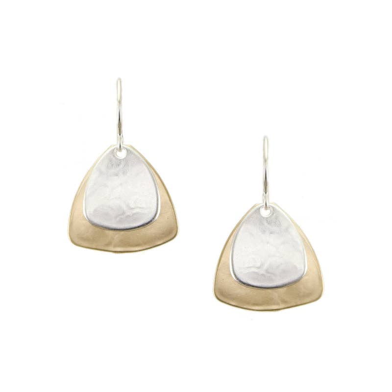 Medium Layered Triangles Wire Earrings by Marjorie Baer, handcrafted jewelry made in California