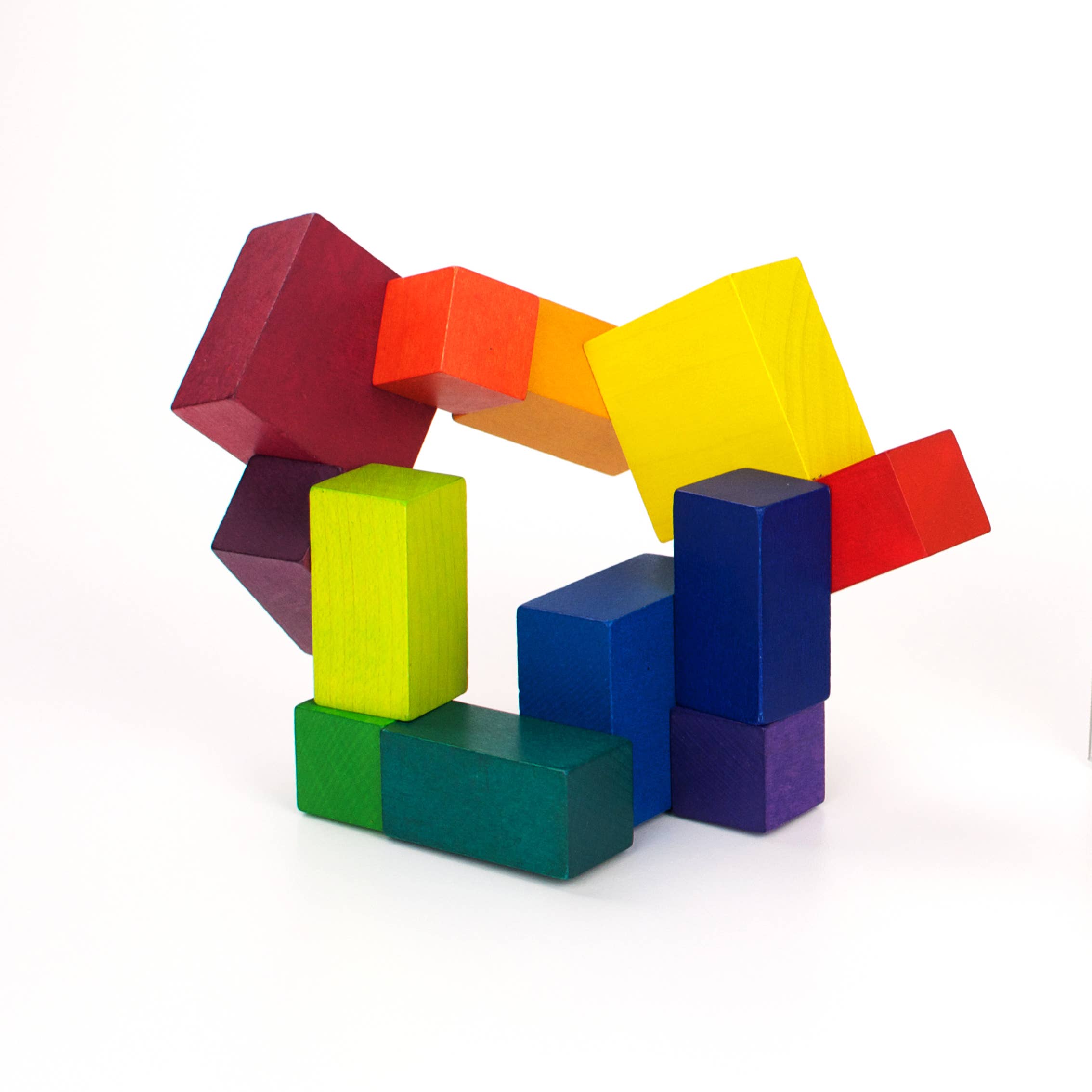Colorful geometric wooden cube 