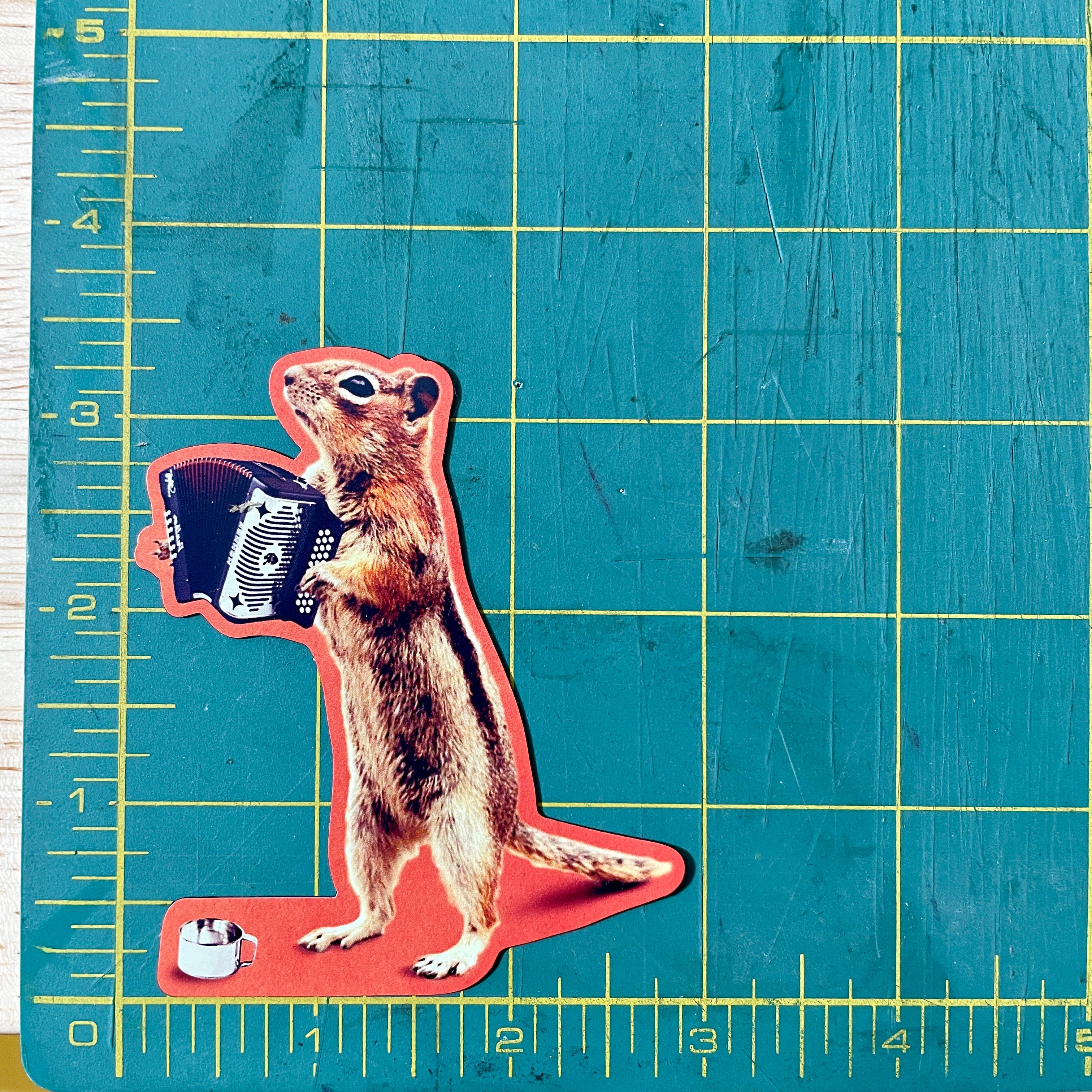 Accordion Squirrel die cut magnet