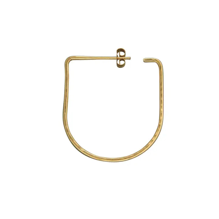 U-Shaped Hammered Post Hoop Earrings