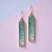 colorblock gemstone long bar earrings