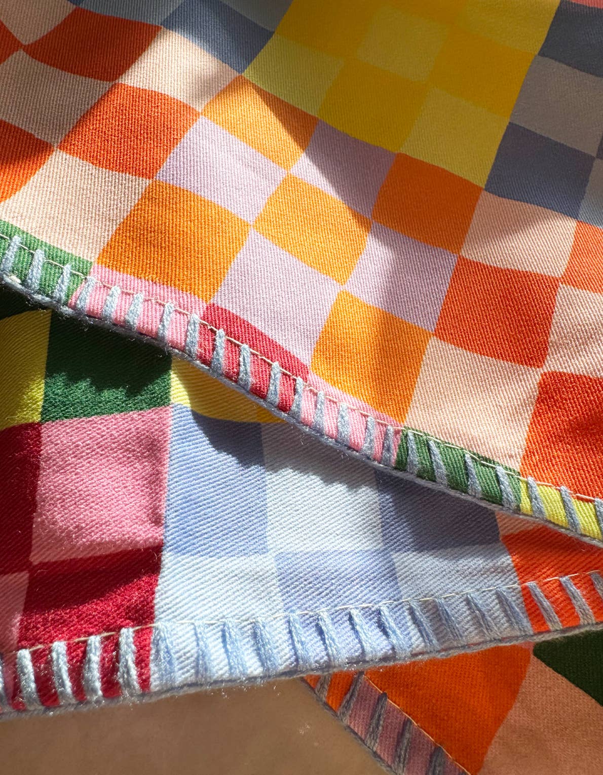 rainbow checkered tea towel