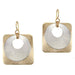 Large Cutout Disc with Square Square Wire Earrings by Marjorie Baer, handcrafted jewelry made in California