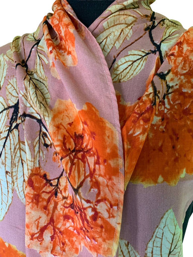 Victorian Hydrangea 2.0 - Brighter and More Vibrant cotton scarf by Nina J, limited-edition wearable art inspired by nature