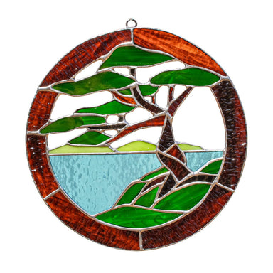 8" Stained Glass Cypress Tree Panel - Nature Decor, perfect for whispering sweet nothings to your windows.