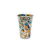 Catalina Enamelware 14 oz Tumbler showcasing a bold blue and orange splatter design by Crow Canyon Home, ideal for eco-friendly use.