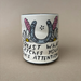 Trust Soul Spark Cup - Large showcasing a decorative white cup with a horseshoe design and the inspiring phrase 'Trust what catches your soul's attention,' created by The Bowl Maker.
