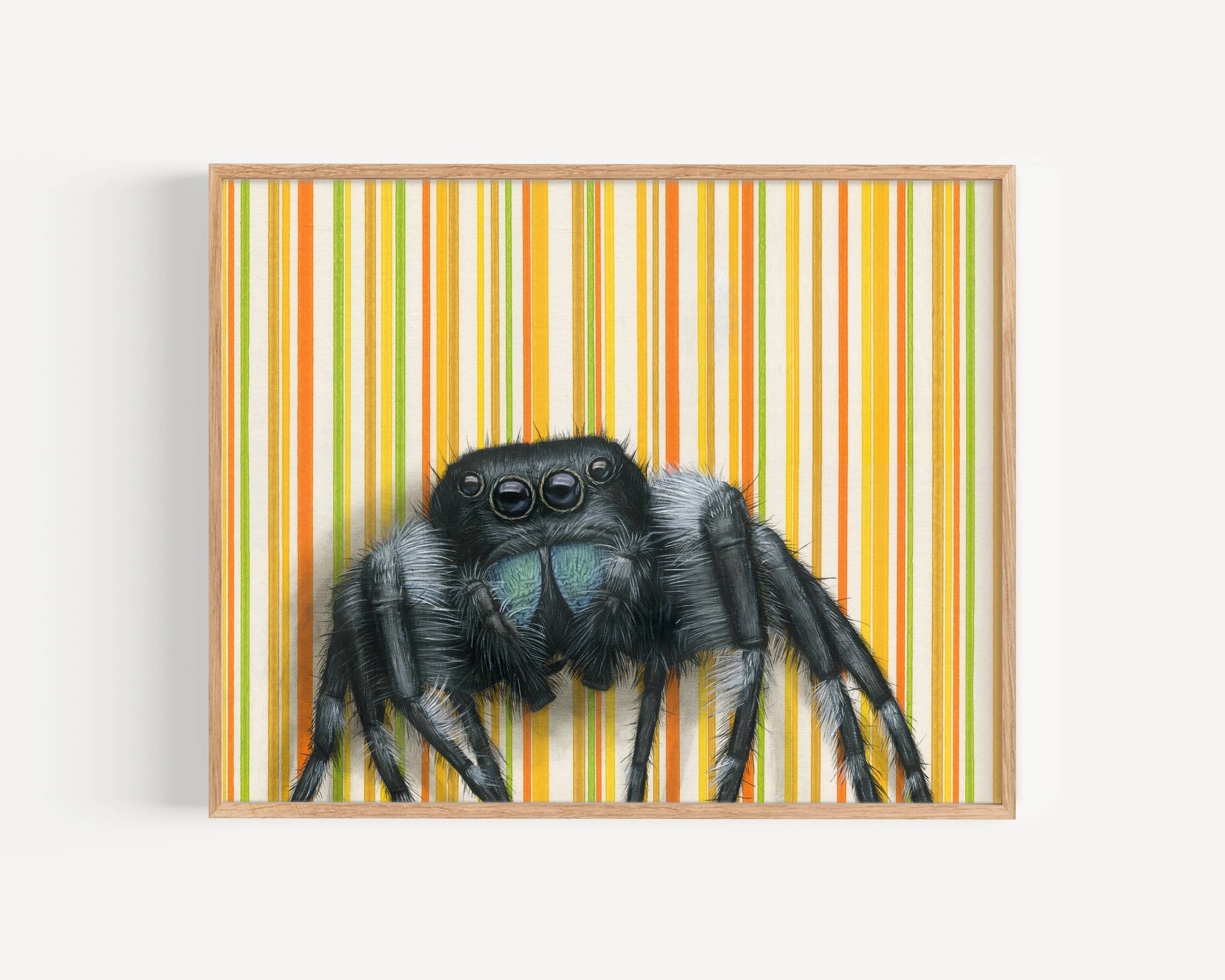 Jumping Spider - Fine Art Print showcases a whimsical insect illustration, perfect for macabre art lovers and collectors.