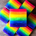 Rainbow Pride Handcrafted Soap from Pretty Soap Co. showcasing vibrant LGBTQ+ Pride Flag colors in a 5 oz bar.