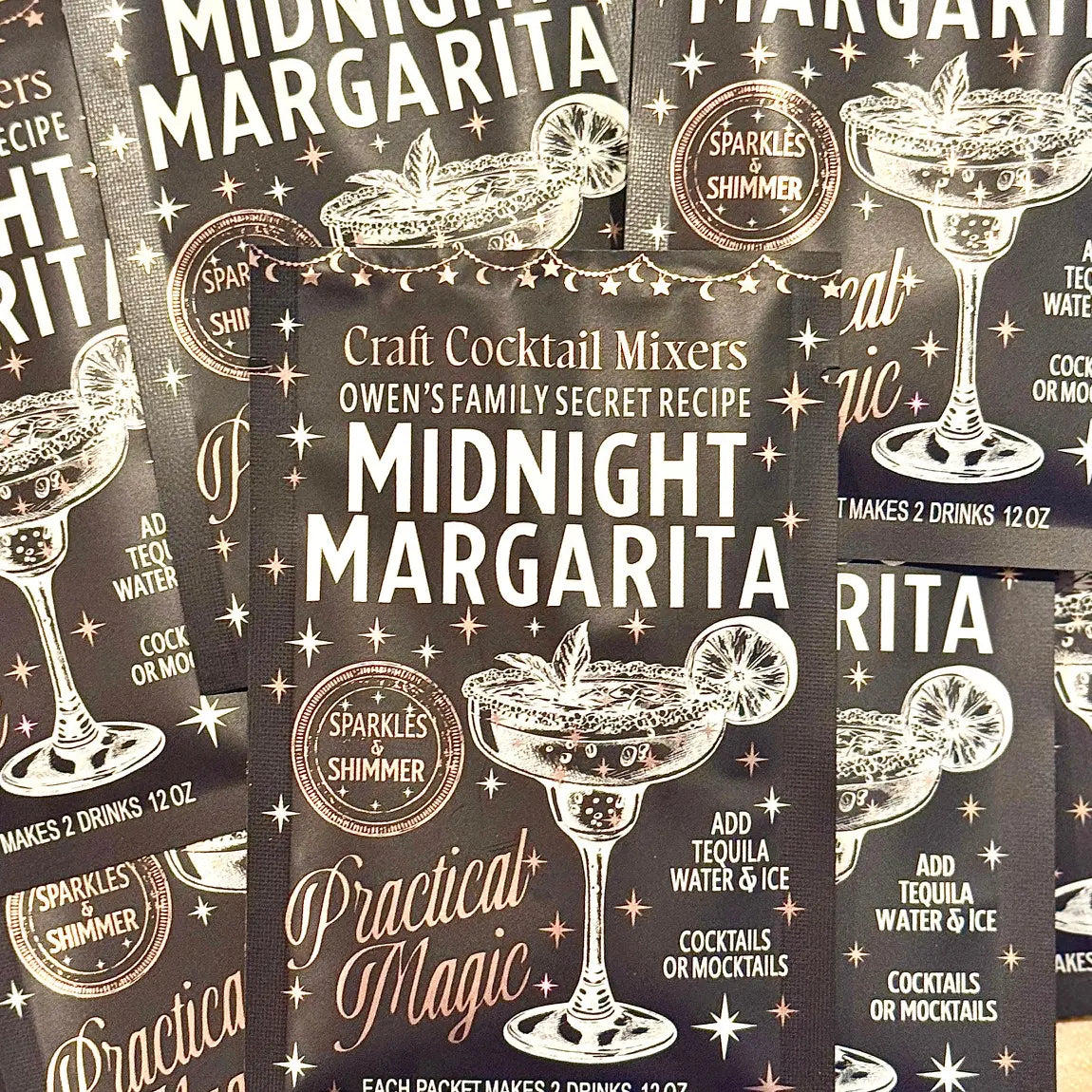 Instant Sparkly Cocktail Mixers - A magical concoction for Midnight Black Sparkly Margaritas that's so easy, even your pet goldfish could make it!