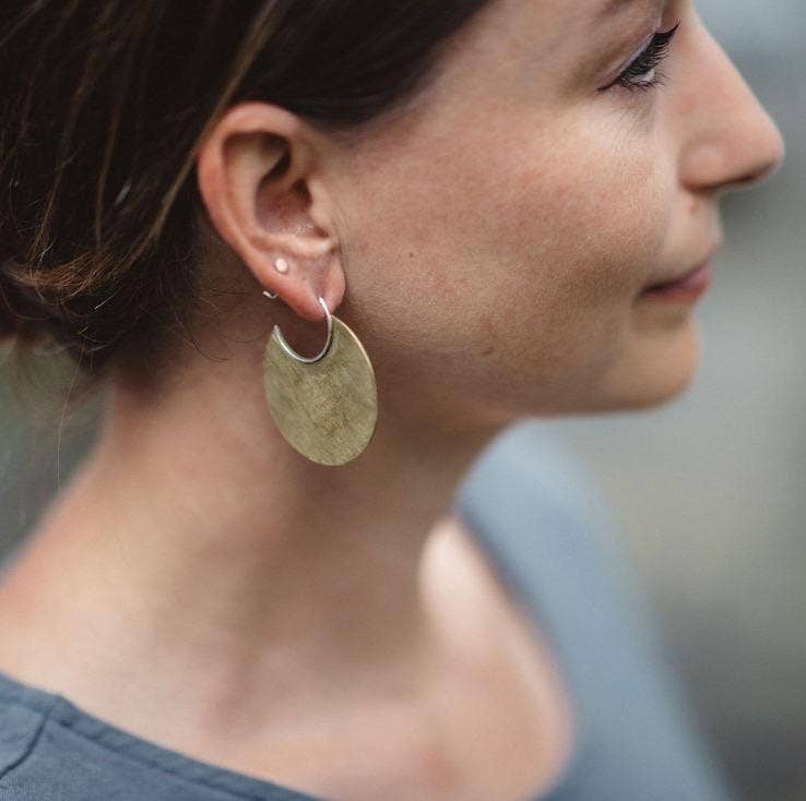 brass disc earrings 