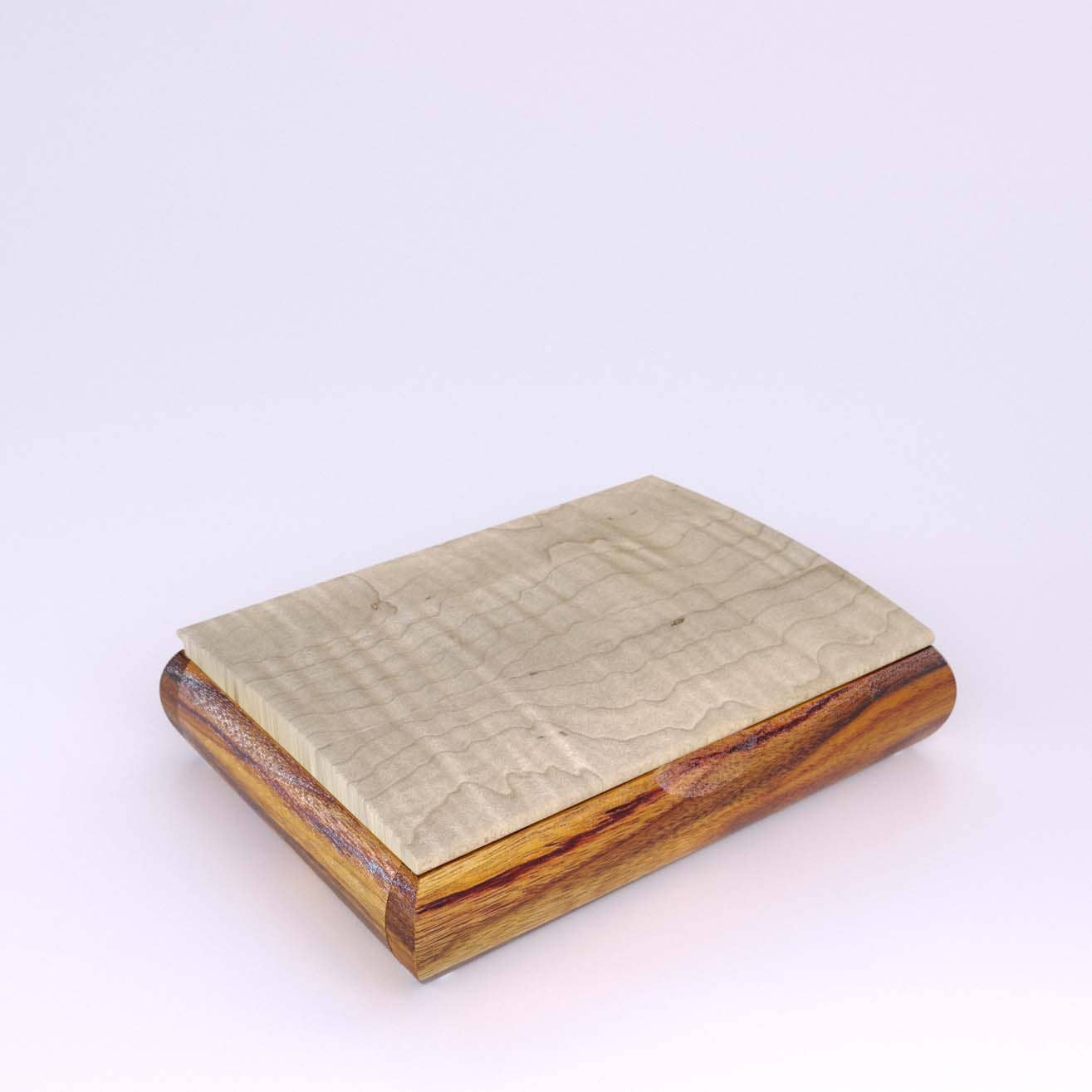 hand carved wood box with a hinged lid