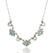 Moonlight Trellis Peach & Green Flowering Crystal Necklace by Anne Koplik Designs featuring pastel peach and green floral patterns with sparkling crystal accents on an antique silver-plated chain.