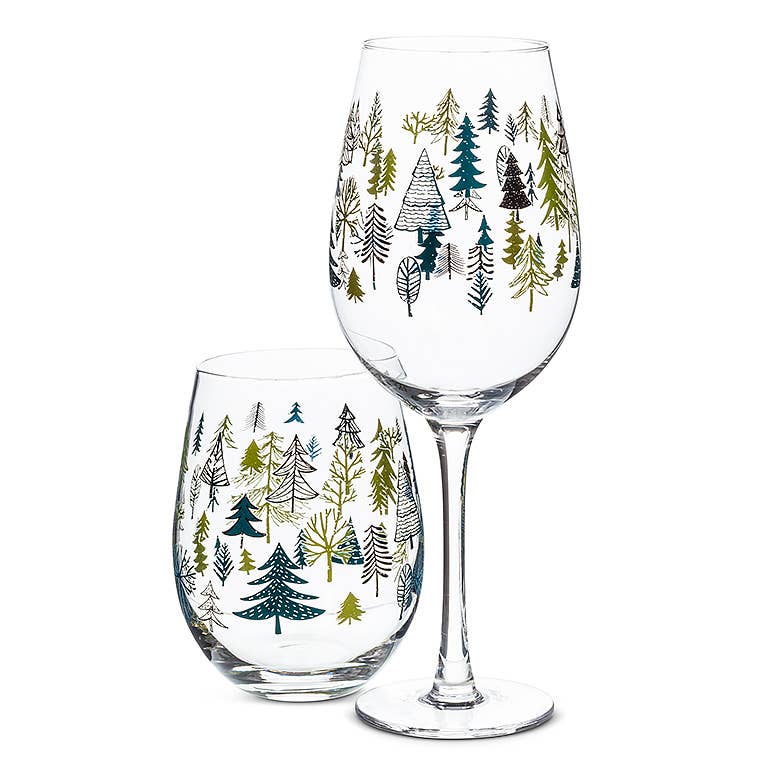 Allover Trees Stemless-5 H(14oz)-1139