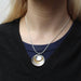 Tiered and Layered Dished Discs Necklace by Marjorie Baer, handcrafted jewelry made in California