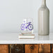 wine glass with purple bicycle print