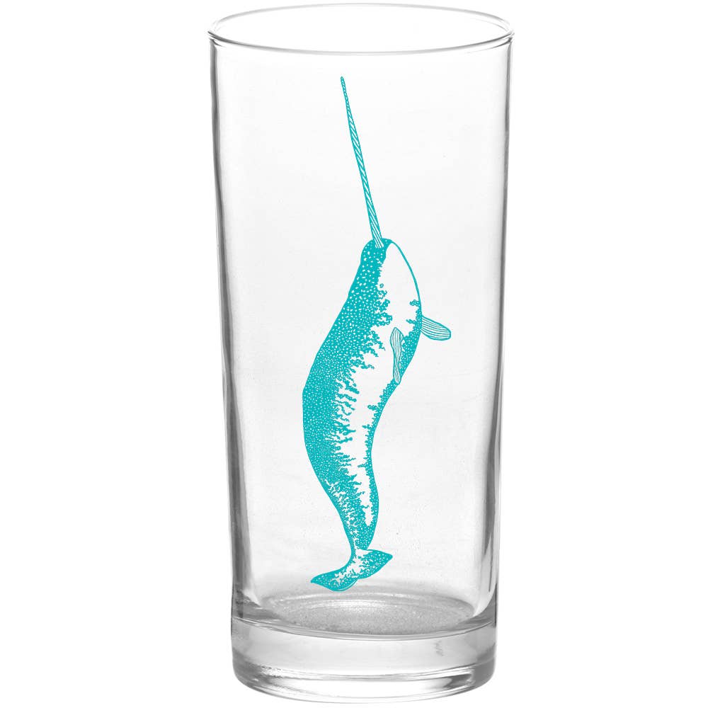drinking glass with printed whales