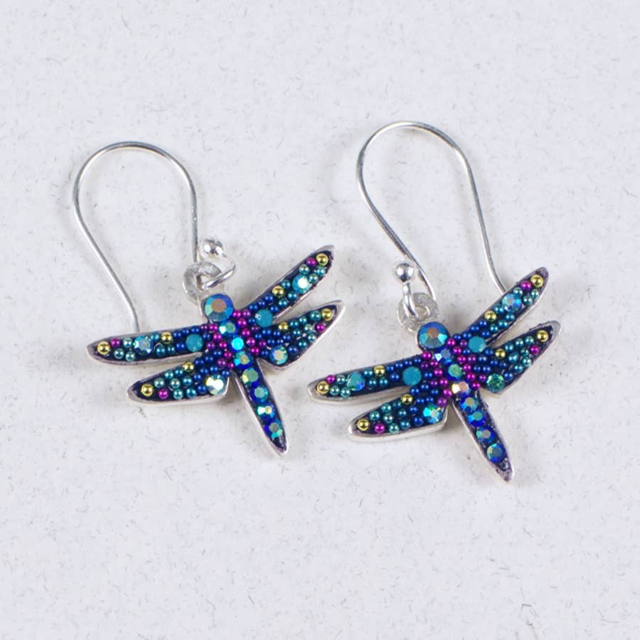Elegant Mystic Dragonfly Earrings with shimmering iridescent hues, capturing the essence of nature's beauty.